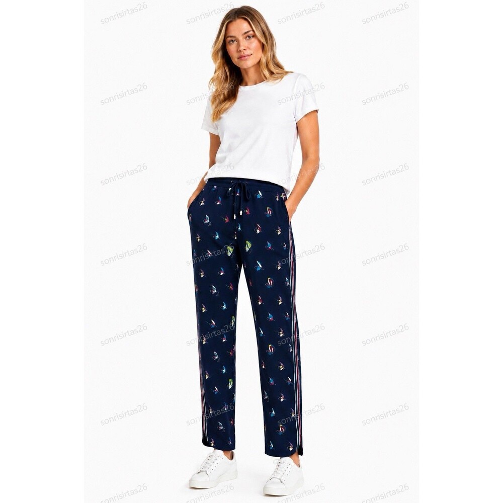 Ted Baker Tanyaa Fly Fish Jogger Pants Size 0 Art Print Luxe Whimsical Casual